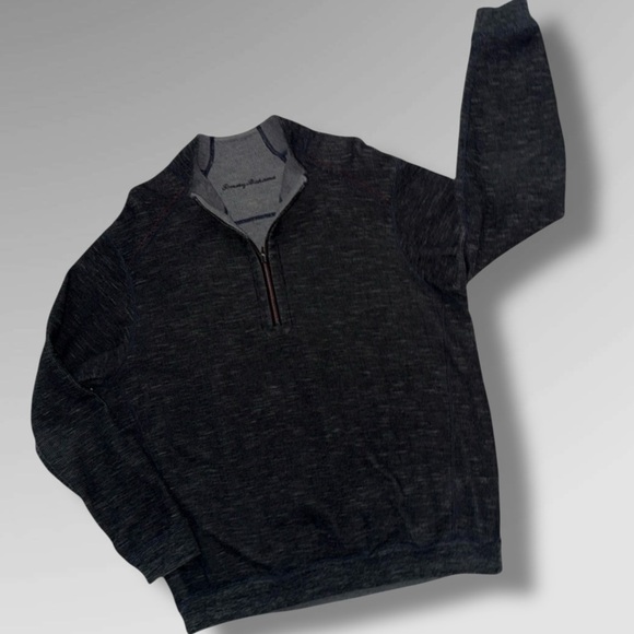 🌴 Tommy Bahama Men’s Quarter Zip Pullover – Dark Heather Gray Size XL|Fall Layer - Picture 4 of 13